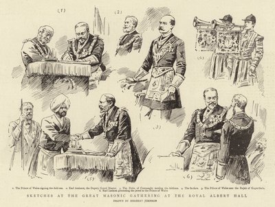 Sketches at the Great Masonic gathering at the Royal Albert Hall by Herbert Johnson